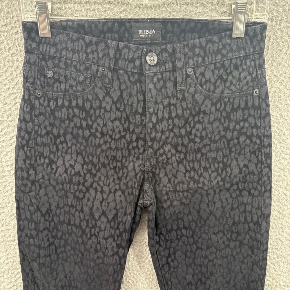 Hudson Barbara High Waist Skinny Jeans Womens 25 Black Leopard Print (Repaired)